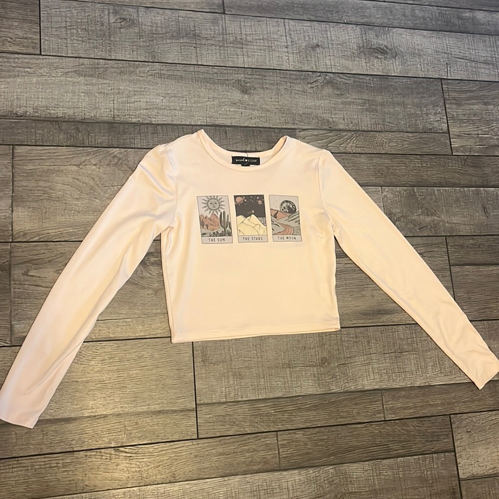 shein the sun the stars the moon long sleeve crop top❤️‍🔥